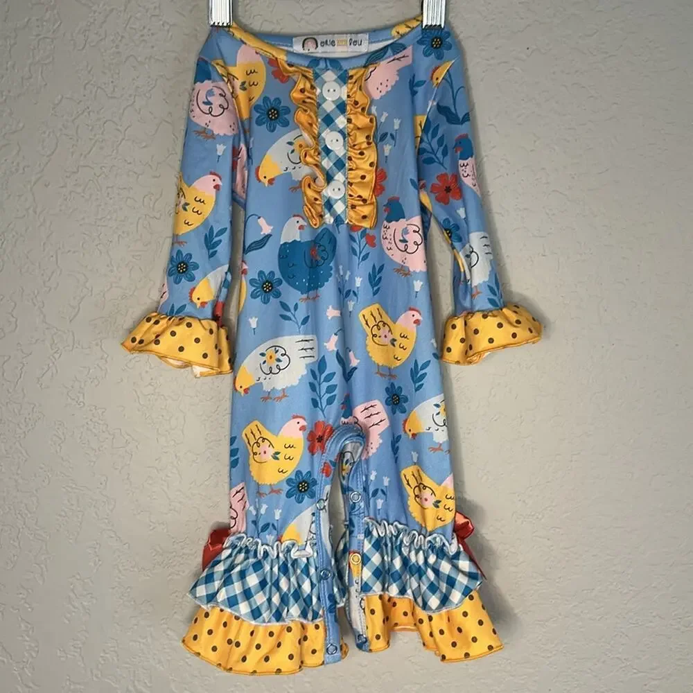 NEW Okie and Lou Chickens Hens Onesie Farm Easter Country Baby 3-6 months